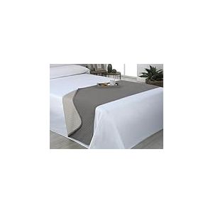 Estoralis - AVA | Chemins de lit Doux et Soyeux | Tissu matelassé réversible | Beige/Taupe | pour lit de 120/135 cm. (60 x 210 cm.) Couvre-lit de Couleur contrastée.
