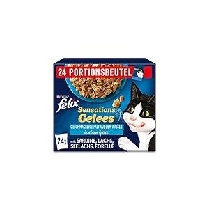 FELIX Sensations Gelées Nourriture Humide pour Chat Mélange de variétés (4 x 24 sachets de 85 g)