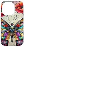 Motif Papillon en Verre teint&eacute; Coquelicot Coque pour iPhone 14 Pro