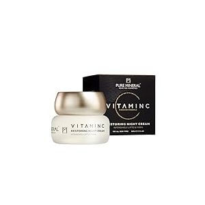 Pure Mineral - Cr&egrave;me de Nuit Restauratrice Vitamine C pour Tous Types de Peau - Lifting, Raffermissant - Min&eacute;raux Mer Morte, &Eacute;clat Naturel - Sans silicones, sulfates, parab&egrave;nes - 50ml