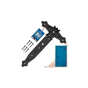 KOTARBAU® Charnière en Forme de Croix - 200 mm - Revêtement en Poudre - Charnière Portail Bois en T Charnière Noir Charniere Porte Charniere Portail Exterieur Gond Portail Exterieur