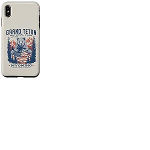 Drapeau Patriotique Grand Teton Park Bear Coque pour iPhone XS Max