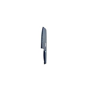 Blue Diamond Sharp Stone, Coutellerie en Inox, Couteau Santoku de 18 cm avec Gaine de Protection, Couteau Japonais, Lame Texturée Imitant le Diamant, Résistant au Lave-Vaisselle, Bleu