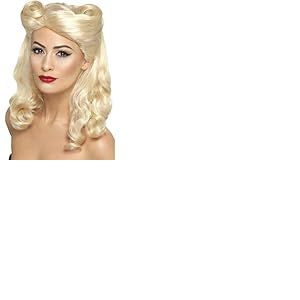 Smiffys Perruque pin-up des années 40, blonde, avec bigoudi de la victoire