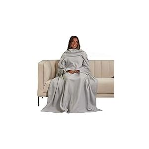 OHS Couverture Polaire avec Manches - Couverture Confortable Super Douce et Chaude - Argenté - 135 x 170 cm