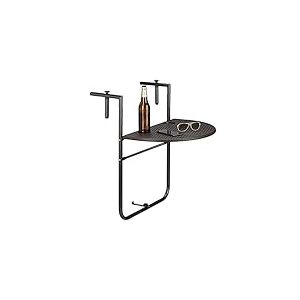 Relaxdays Table de balcon pliable appoint table suspendue rabattable BASTIAN hauteur réglable l x P: 60 x 40 cm, brun