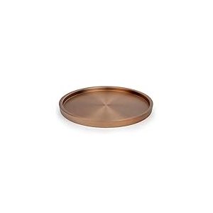 Bredemeijer Grand plateau de service rond Ø 38 cm – Plateau de cuisine en bronze à bord haut – Plateau en métal – Idéal pour servir des boissons