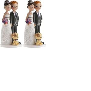 dekora - D&eacute;coration de G&acirc;teau de Mariage | Figurine G&acirc;teau de Mariage Mari&eacute; et Chien - 16 cm (Lot de 2)