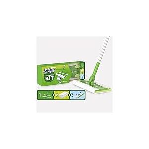 Swiffer Balai Attrape-Poussière Kit De Démarrage Et Lingettes Sèches Et Humides Pour Le Parquet Inclut : 1 Balai, 6 Lingettes Sèches, 3 Lingettes Humides