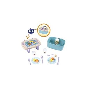 Smoby - Panier Pique Nique Stitch 2 en 1 - Se Transforme en Table d'Appoint - 16 Accessoires Inclus - A Partir de 3 Ans - Fabrication Fran&ccedil;aise