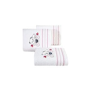 Design91 Serviette pour bébé Blanc Rose 70 x 140 cm