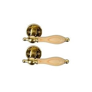 HOME IT® Poignée de Porte en Laiton avec Poignée Naturelle – Rosaces, Plaques pour Clé et Vis Incluses – Design Scandinave Élégant pour Portes Intérieures (30-45 mm)