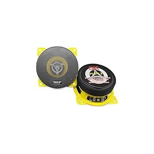 Pyle Haut Parleurs Voiture 10 cm 2 Voies - 140W, 4 Ohms, Tweeter et M&eacute;diums pour St&eacute;r&eacute;o Voiture, Aimant 570 g, Profondeur Montage 4,7 cm, Compatibles avec les Emplacements OEM - Paire, Jaune