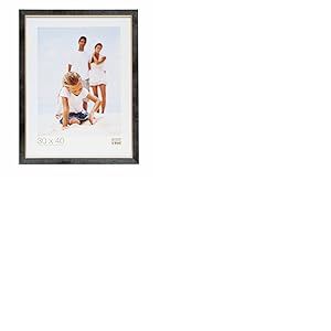 Deknudt Frames S45DB2 Cadre Photo avec Filet Bois Noir/Argent&eacute; 30 x 45 cm