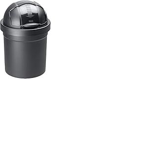 Rotho Roll Bob poubelle ronde 10l avec couvercle, Plastique (PP) sans BPA, noir, 10l (26.5 x 26.5 x 39.5 cm)