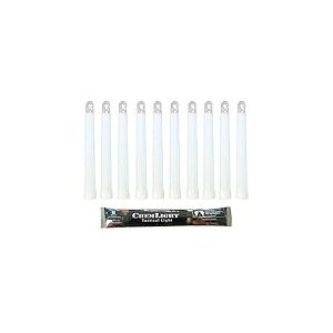 Cyalume - Bâton Lumineux Kit de Survie Matériel Militaire - ChemLight Lightsticks 15cm - Blanc - Light Sticks Lumineux - Durée 8 Heures - Boite de 20 - OTAN et Armée Française - Fabriqué en France