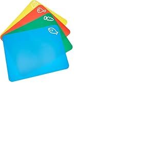 Chef Aid 4 tapis de d&eacute;coupe flexibles avec code couleur, assortis, 35 cm x 30 cm