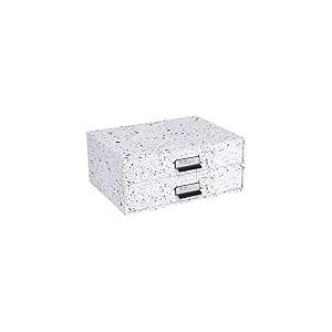 Bigso Box of Sweden boîte à tiroir pour documents et fournitures de bureau – organiseur de bureau à deux tiroirs – système de rangement en panneau de fibres et papier – noir moucheté