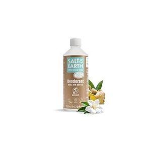 Natural Deodorant Roll On Refill by Salt of the Earth, Ginger & Jasmine - Vegan, Long Lasting Protection, Leaping Bunny Approved, Made in the UK - 525ml