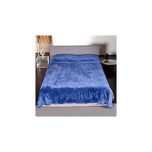Kanguru Plaid Fluffi Midnight - Couverture Polaire Effet Fourrure, Lit Double ou Canapé, Jeté de Lit pour 2 Personnes, Bleu, 230 x 230 cm