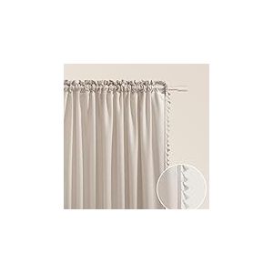 ROOM99 Rideau avec Passe Tringle Lara 140 x 250 cm Largeur x Hauteur, Décoration de Fenêtre, Curtains et Draperies intérieurs pour Salon, Chambre Moderne Galon à Pompons Beige Clair, 1 pièce