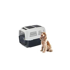Ferplast Cage de Transport pour Chiens, IATA, Boite Panier Transport Chien Moyen Max 20 Kg, Fermeture sécurisée, Compartiment pour Accessoires, Poignée Amovible, 71 x 50 x h 51 cm
