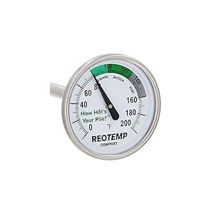 REOTEMP Thermomètre à compost d'arrière-cour - avec guide de compostage PDF (Fahrenheit) (tige de 16 pouces)
