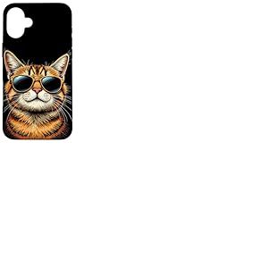 Visage de chat portant des lunettes de soleil, cool Boss Rebel Hip, amoureux des chats Coque pour iPhone 16 Plus