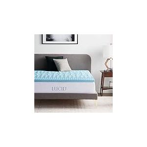 LUCID Surmatelas 160 x 190 cm | 5 Zones Ergonomiques et Respirante| Mousse à Memoire de Forme avec Gel Rafraichissant |Épaisseur 5 cm, 2 personnes