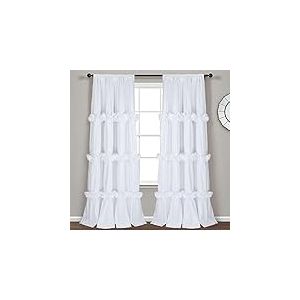 Homechoice Decor Lot de 2 Rideaux de fen&ecirc;tre occultants &agrave; Isolation Thermique avec 3 rang&eacute;es de Fleurs et Papillons, Rideaux rustiques avec Passe-Tringle pour Chambre &agrave; Coucher, Blanc (LQ-30)