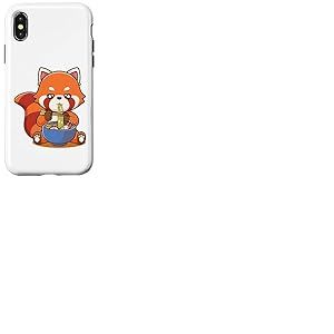 Red Panda Mangeant des Ramen Japonais Soup Zoo Animal Zookeeper Coque pour iPhone X/XS