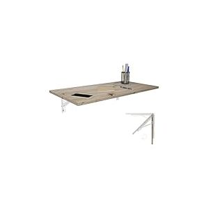 KDR Produktgestaltung Table Murale Pliante Bureau Plateau de Table 80x40 cm en chêne cendré Table Pliante Table de Salle à Manger Table de Cuisine pour Le Mur Table Pliante pour Montage Mural