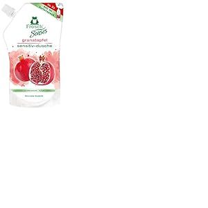 Frosch Senses Gel douche sensible &agrave; la grenade pour peaux sensibles, pH neutre et v&eacute;g&eacute;talien, sans microplastique, soin du corps, transparent, recharge de 500 ml