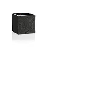 Lechuza Pot de Fleurs Canto Slatestone 40 Low LED Gris foncé, avec système d'irrigation, indicateur de Niveau d'eau et bac à Plantes avec Bande Lumineuse LED, Aspect Ardoise, 40 x 40 x 40 cm, 15953