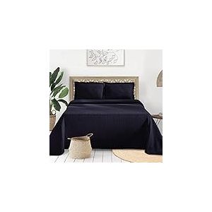 Superior Parure de lit en Coton Motif Fleur de lys Chaude pour Toutes Les Saisons, décoration de Chambre à Coucher, Couvre-lit décoratif bohème, Comprend 1 Couvre-lit, 1 taie d'oreiller, lit Simple,