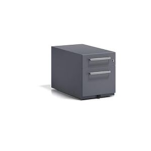 BISLEY Note Caisse à roulettes avec poignée, 1 tiroir Universel, 1 tiroir HR, métal, 634, Gris Anthracite, 77,5 x 42 x 49,5 cm