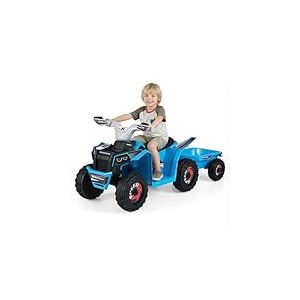 FANTASK Quad &eacute;lectrique pour Enfant, 6 V, 2 &agrave; 3 km/h, avec Phare, Fonction Avant et arri&egrave;re, avec remorque Amovible, pour gar&ccedil;ons et Filles &agrave; partir de 3 Ans, Bleu