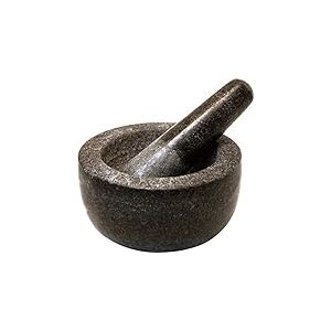 JADE TEMPLE Mortier avec Pilon en Granit Gris, Granite, Gris, 13 x 7 cm