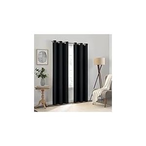 Eclipse Kendall Rideau de fenêtre à Isolation Thermique avec œillets pour Chambre à Coucher (1 Panneau), 106,7 x 137,2 cm, Noir