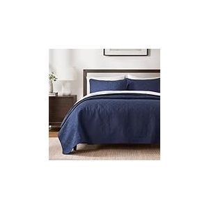 Madison Park Qu&eacute;bec Dusty p&acirc;le Bleu marine 3 pi&egrave;ces matelass&eacute; King Couvre-lit Lot, pour King ou CAL Lit king size &ndash; Id&eacute;al pour le climat chaud D&eacute;coration pour chambre ou compl&eacute;mentaires pour plus de chaleur