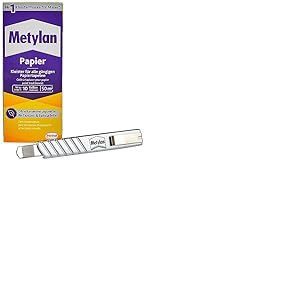 Metylan Colle à Papier Peint Papier, Colle à Papier Peint Forte pour Papier Peint léger, Normal et Lourd, Colle pour tapisser et bricoler, Paquet de 125 g et Un Cutter à Papier Peint Gratuit
