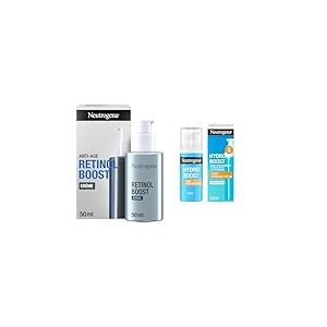 Neutrogena, Crème Anti-Âge Retinol Boost pour Combattre les Signes Visibles de l'Âge – enrichie en Rétinol + Fluide Hydratant Hydro Boost Spf 50 à L’Acide Hyaluronique, Provitamine B5 et Niacinamide