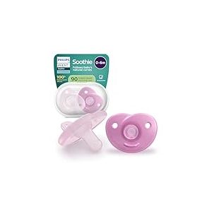 Philips Avent Sucettes Soothie - Conception monopièce en silicone, pour nouveau-nés, téterelle souple réduisant la pression exercée entre les dents et la bouche, sans BPA, lot de 2, SCF099/27