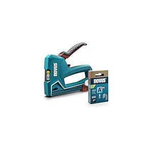 NOVUS TOOLS Agrafeuse manuelle J-50 Kit avec 1800 agrafes │ Agrafeuse et cloueuse professionnelles en aluminium pour agrafes en fil fin 6-14 mm et clous 16 mm │ Idéal pour tapisserie et décoration