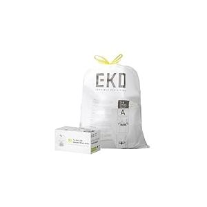 EKO Easy-Dispense Roll 80 Count Extra-Strong Drawstring Small Trash Bag, 1.6 Gallon Trash Bag (3-6L) 1 Pack White, Code A