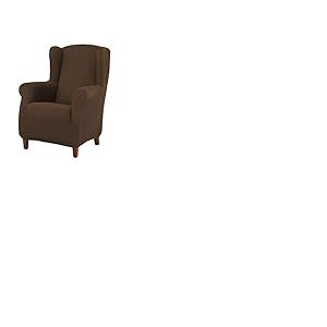 Estoralis | Berta | Housse de Chaise à Oreilles| Tissu élastique Marron | pour Fauteuil à Oreilles de 70 à 110 cm. | Protecteur de Chaise à Oreilles | Adaptable à Tous Types Fauteuil à Oreilles