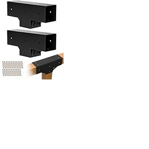 VEVOR Support de Pergola, Lot de 2, Support de Poteau Bois 92x92 mm, Kit Connecteur &agrave; 3 Voies Acier au Carbone, Forme T, avec Vis pour Poutres en Bois Standard Toit Plat, Banquet de F&ecirc;te en Plein Air