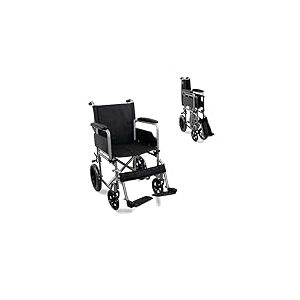 Mobiclinic&reg;, Fauteuil roulant pliable, Marsella, Roulettes &agrave; d&eacute;gagement rapide avec bouton, Robuste, Si&egrave;ge 46cm, Repose-pieds pliants, Accoudoirs pliables, Poign&eacute;e de frein, Roues 12", Argent