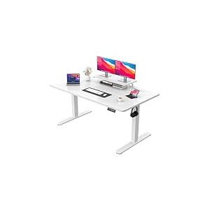 JUMMICO Bureau Assis Debout électrique,Contrôle De La Mémoire à 2 Vitesses Système,Anti-Collision Bureau Réglable en Hauteur,Standing Desk,160x70cm Blanc