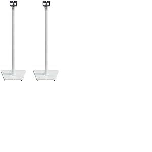 Sanus Support sur pied pour enceintes sans fil Sonos One, Play: 1 et Play: 3 – Conçu pour améliorer la qualité de l'écoute - Goulotte intégrée - Lot de 2 - Blanc